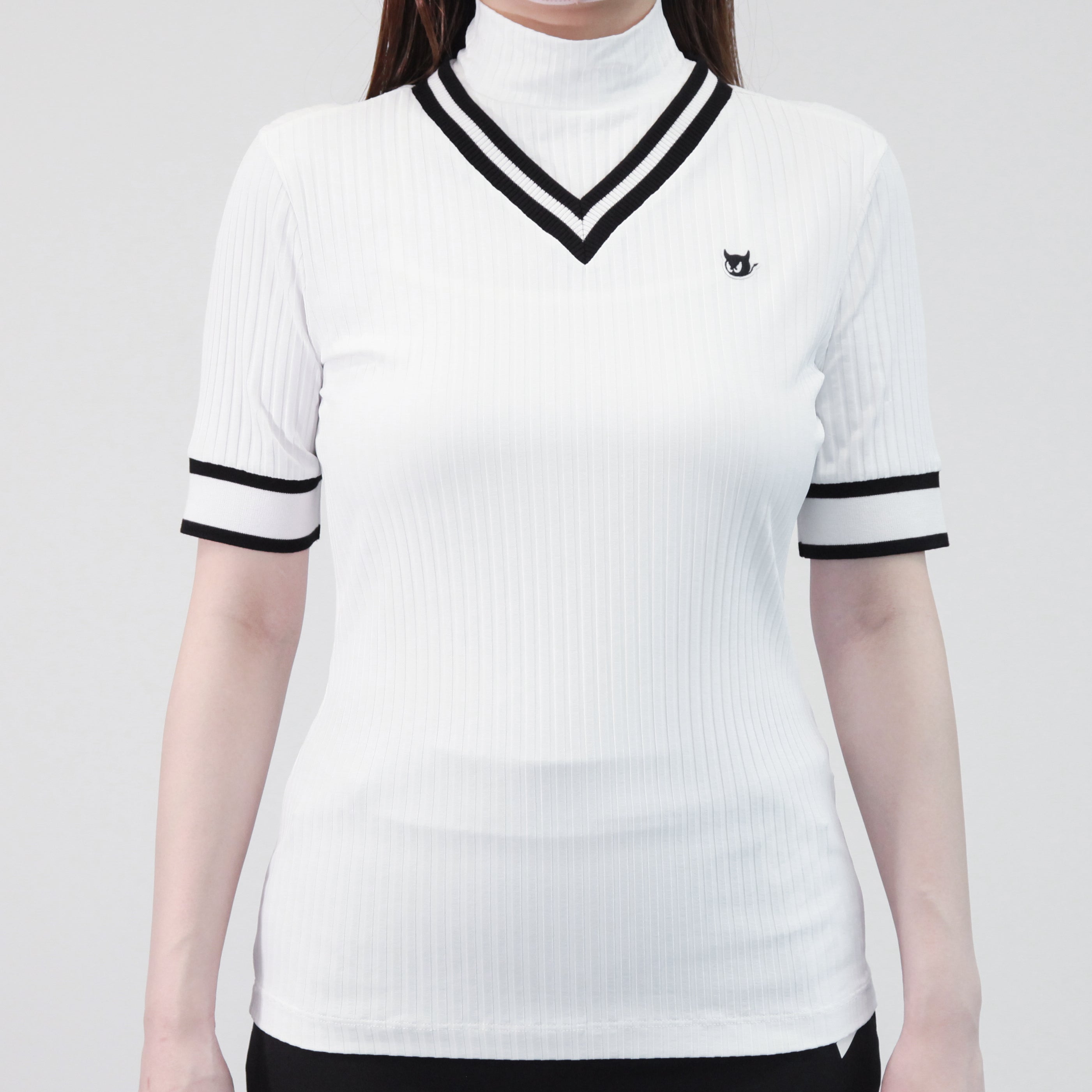 【軽量素材】WOMENS コールドリブ半袖ハイネックTシャツ ホワイト/072332061