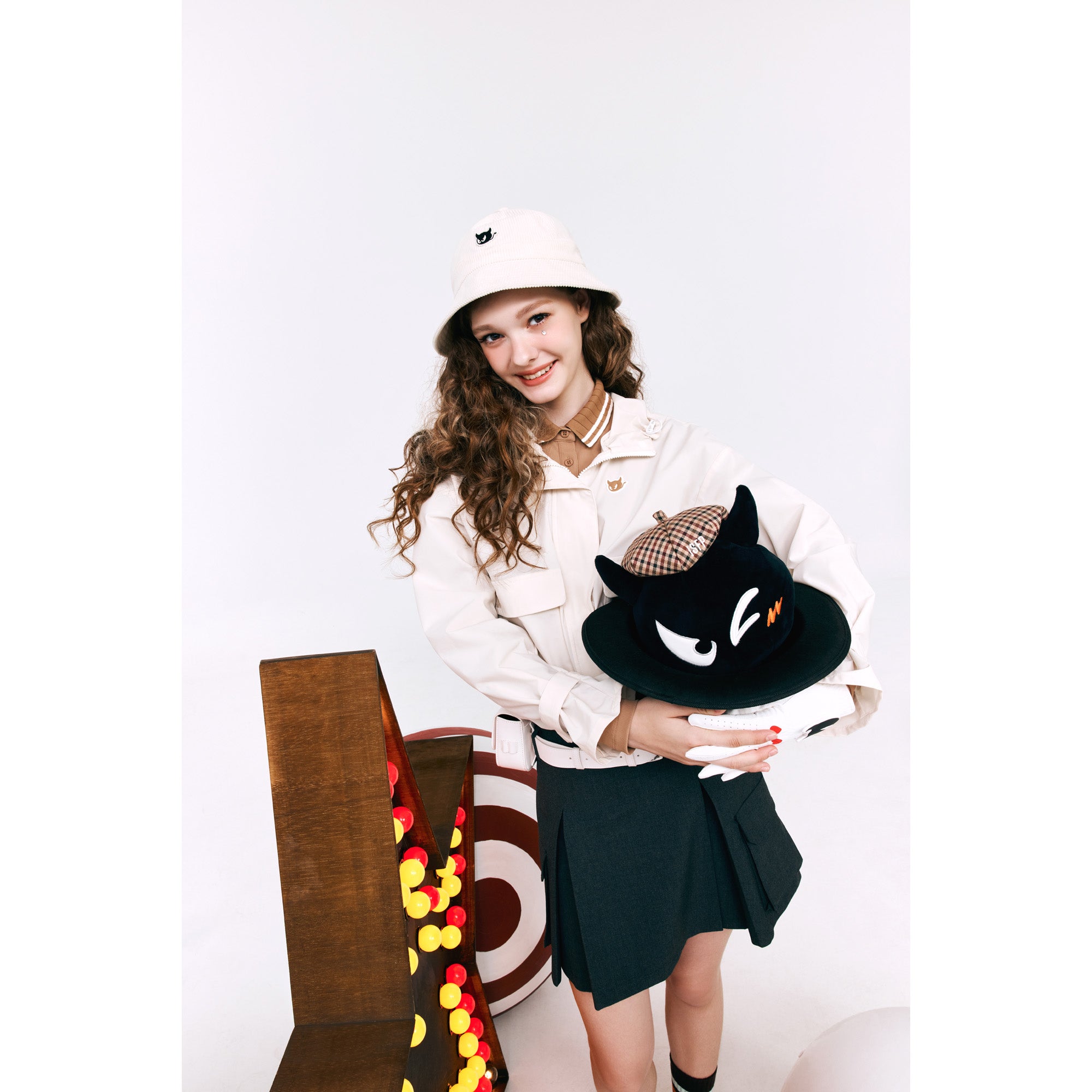 WOMENS リブポロシャツ ブラック/072244061