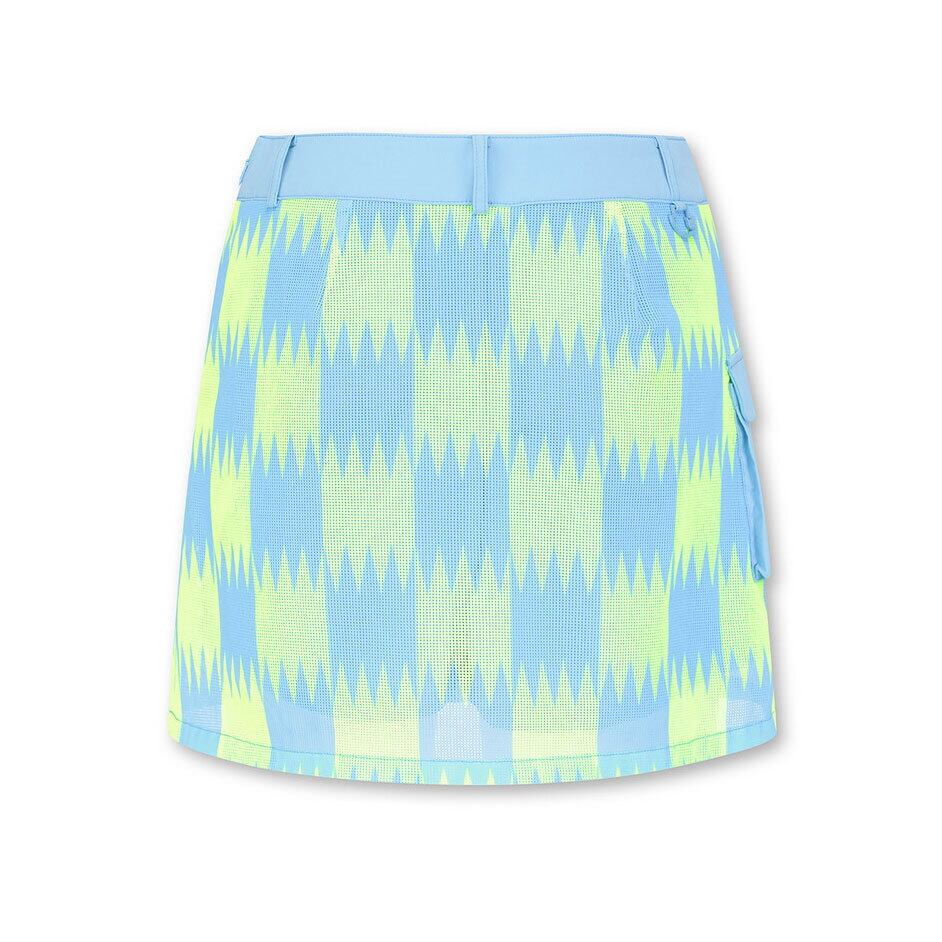 WOMEN シーズンパターンメッシュスカート イエローグリーン
