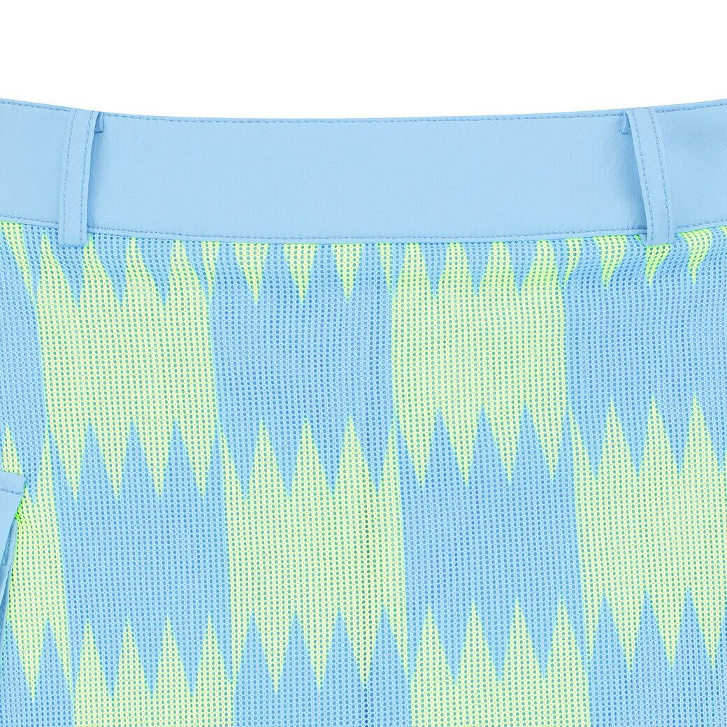 WOMEN シーズンパターンメッシュスカート イエローグリーン